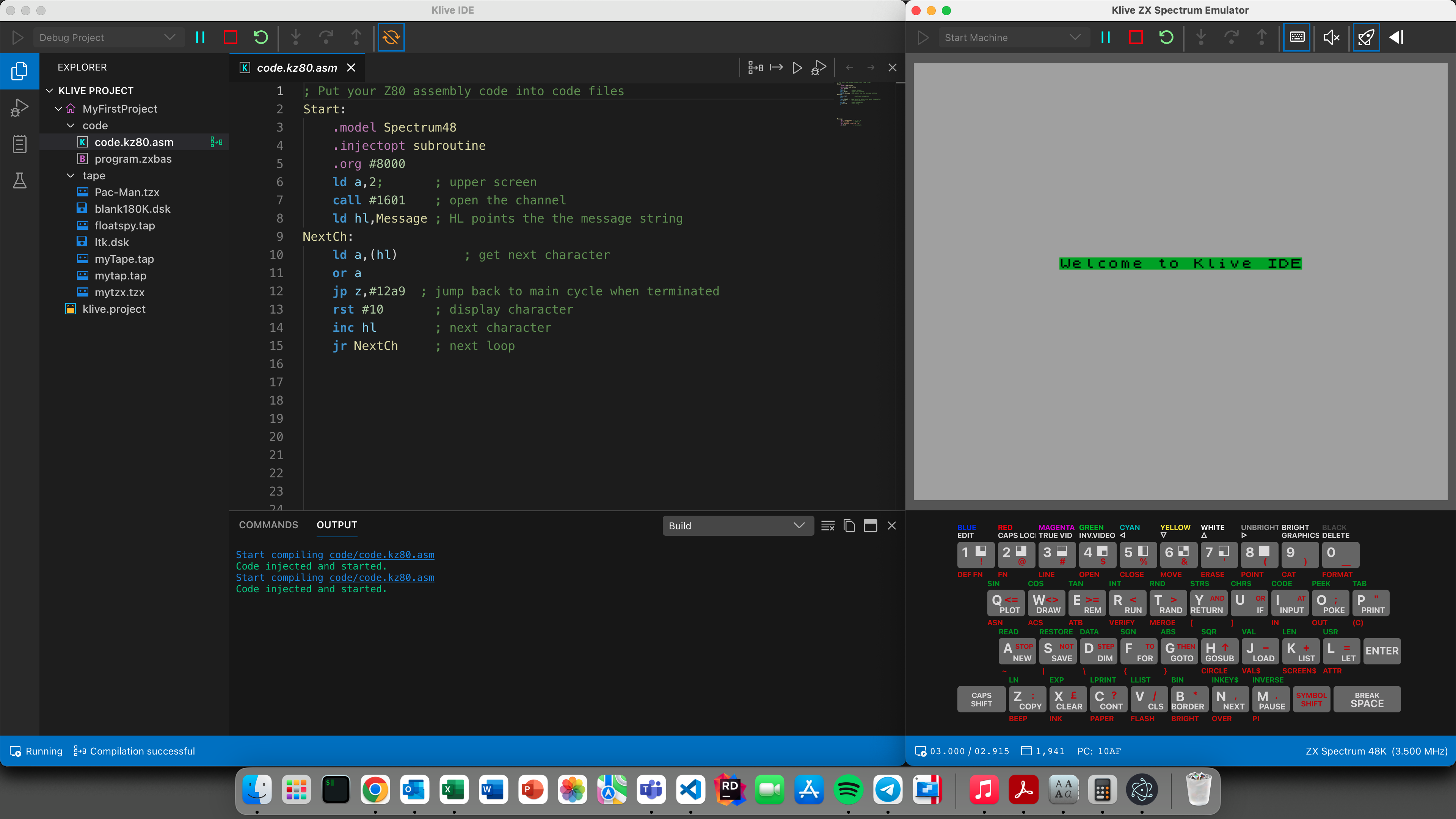 Klive IDE with the emulator and the code editor